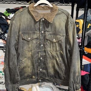 Vintage Old Navy Denim Jacket Mens XL Blanket Lined Buckle Back Trucker Y2K